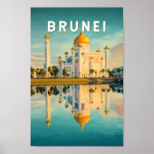 Brunei Illustration Travel Art Vintage Poster (Voorkant)