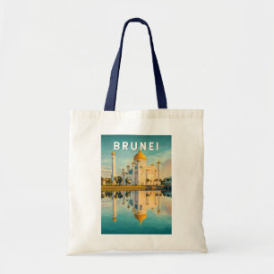 Brunei Illustration Travel Art Vintage Tote Bag