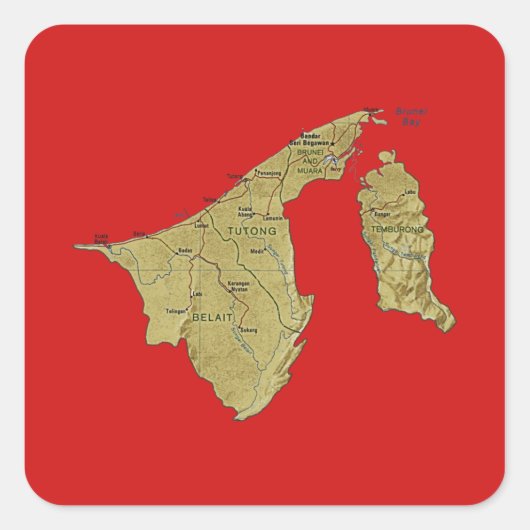 Brunei Kaart Sticker (Voorkant)