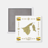 Brunei Kaart + Vlaggen Magneet (Voorkant / Achterkant)