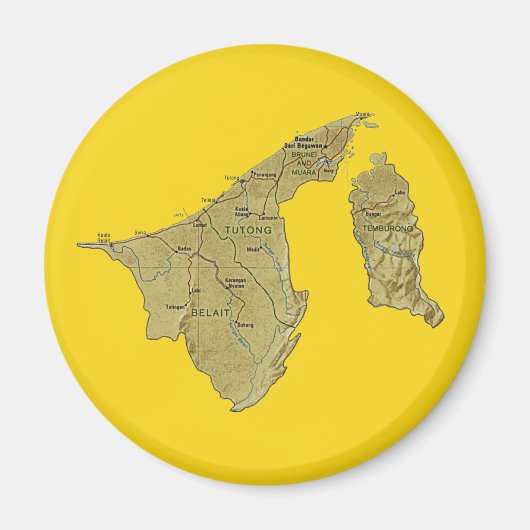Brunei Map Magnet (Voorkant)