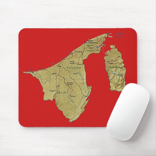 Brunei Map Mousepad Muismat (Met muis)