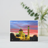 brunei moskee zonsondergang briefkaart (Staand voorkant)