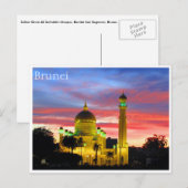 brunei moskee zonsondergang briefkaart (Voorkant / Achterkant)