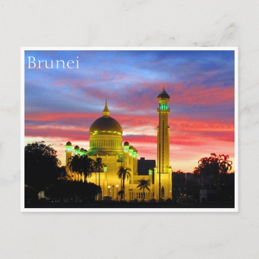 brunei moskee zonsondergang briefkaart (Voorkant)
