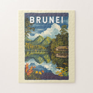Brunei Painterly Illustration Travel Art Vintage Legpuzzel
