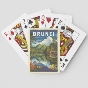 Brunei Painterly Illustration Travel Art Vintage Pokerkaarten