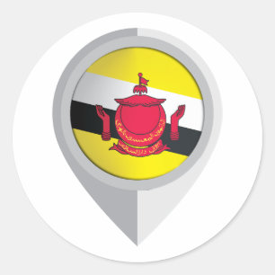 Brunei Pin Locatie Vlag Ronde Sticker