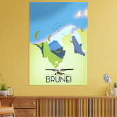 Brunei Reisposter kaart Canvas Afdruk (Insitu (Woonkamer))