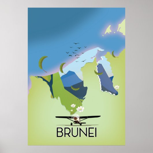 Brunei Reisposter kaart Poster (Voorkant)
