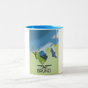Brunei Reisposter kaart Tweekleurige Koffiemok