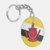 Brunei Round Icon Flag Sleutelhanger (Voorkant Links)