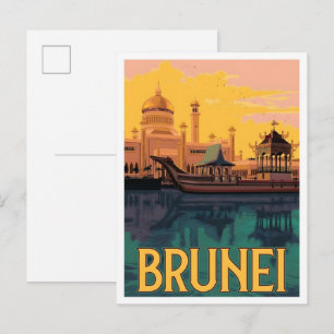 Brunei Vintage Kunst Reizen Briefkaart