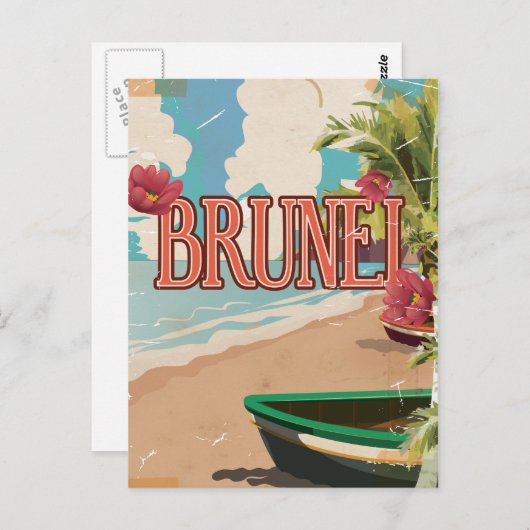 Brunei vintage reis poster art. briefkaart (Voorkant / Achterkant)