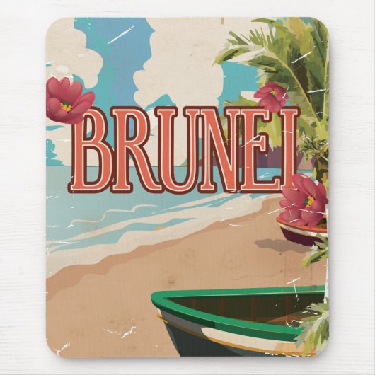 Brunei vintage reis poster art. muismat (Voorkant)