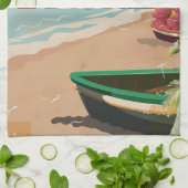 Brunei vintage reis poster art. theedoek (Gevouwen)