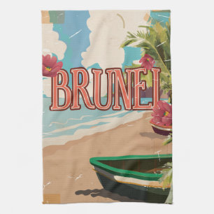Brunei vintage reis poster art. theedoek