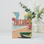 Brunei vintage reisposter kunst. briefkaart (Staand voorkant)