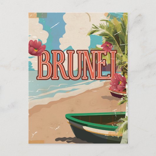 Brunei vintage reisposter kunst. briefkaart (Voorkant)