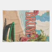 Brunei vintage reisposter kunst. theedoek (Horizontaal)