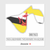 Brunei Vlag Charmante Patriottische Kaart Sticker (Vel)