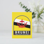 Brunei Vlag Emblem Verstoorde Vintage Briefkaart (Staand voorkant)