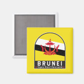 Brunei Vlag Emblem Verstoorde Vintage Magneet (Voorkant / Achterkant)