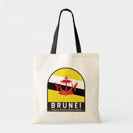 Brunei Vlag Emblem Verstoorde Vintage Tote Bag (Voorkant)