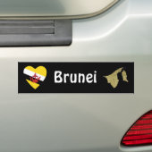 Brunei-vlag hart + kaart bumpersticker (Op auto)