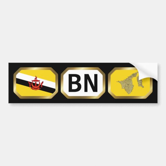 Brunei-vlag kaart code bumpersticker (Voorkant)
