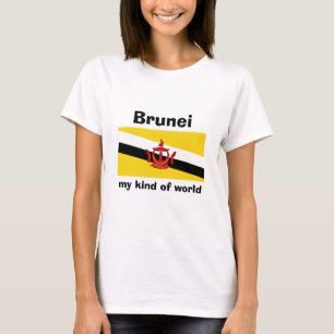 Brunei Vlag + Kaart + Tekst T-shirt