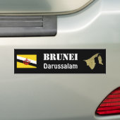 Brunei Vlag + Landkaart Bumpersticker (Op auto)