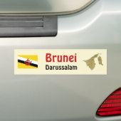 Brunei Vlag + Landkaart Bumpersticker (Op auto)