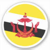 Brunei Vlag Ronde Sticker (Voorkant)