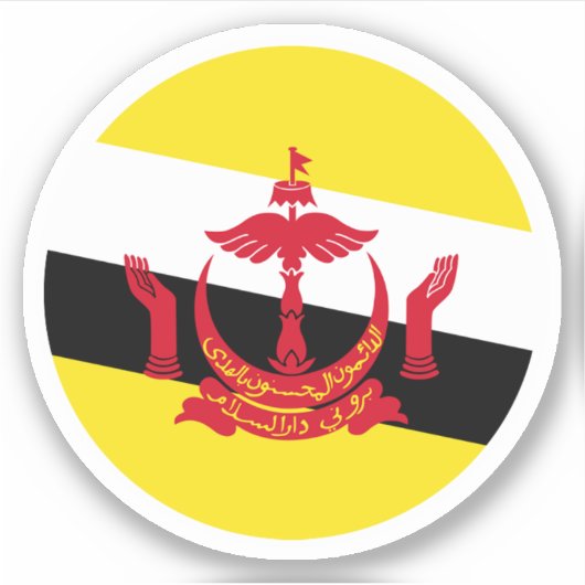 Brunei Vlag Ronde Sticker (Voorkant)