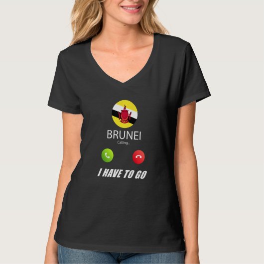 Brunei Vlag Souvenir Brunei Roept Is Calling T-shirt (Voorkant)