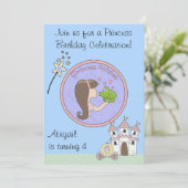 Brunett Prinses, Kikker en Eenhoorn Verjaardag Uit Kaart (Staand voorkant)