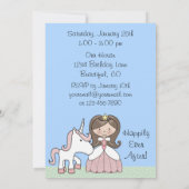 Brunett Prinses, Kikker en Eenhoorn Verjaardag Uit Kaart (Achterkant)