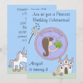 Brunett Prinses, Kikker en Eenhoorn Verjaardag Uit Kaart (Voorkant / Achterkant)