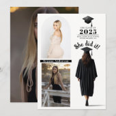 Brunette Afstudeerder Meisje Afstuderen Fotoaankon Kaart (Voorkant / Achterkant)