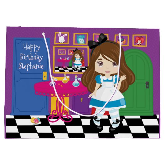 Brunette Alice - Drink me Grote Gift Bag Groot Cadeauzakje (Achterkant)