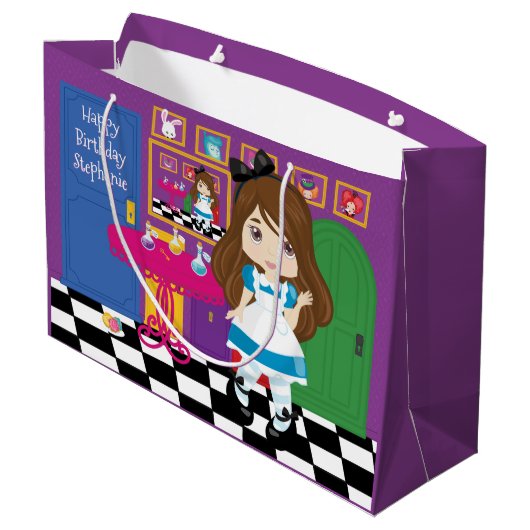 Brunette Alice - Drink me Grote Gift Bag Groot Cadeauzakje (Achterkant Gekanteld)