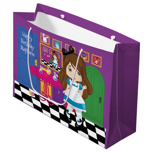 Brunette Alice - Drink me Grote Gift Bag Groot Cadeauzakje (Voorkant Gekanteld)