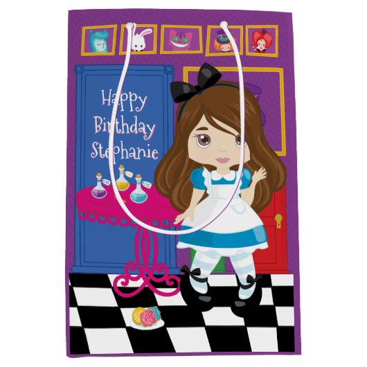 Brunette Alice - Drink me Middelgrote Gift Bag Medium Cadeauzakje (Voorkant)