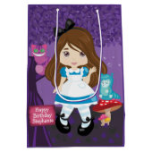 Brunette Alice in Wonderland Personalized Medium Cadeauzakje (Achterkant)