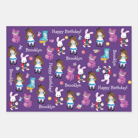 Brunette Alice's avonturen in Wonderland Inpakpapier Vel (Voorkant 3)