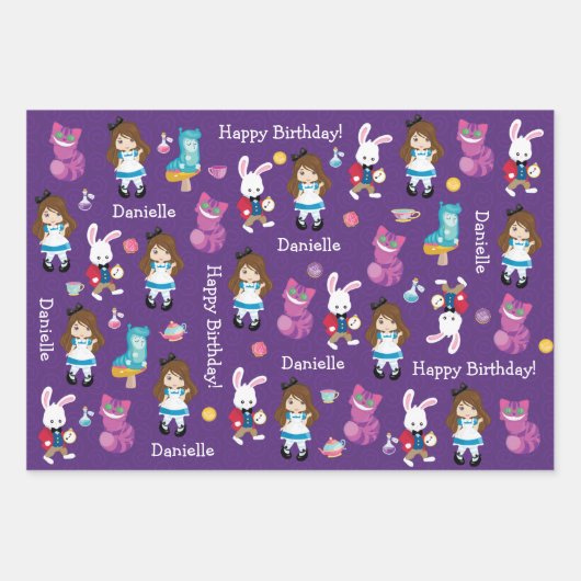 Brunette Alice's avonturen in Wonderland Inpakpapier Vel (Voorkant 2)