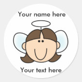 Brunette Angel Ronde Sticker (Voorkant)