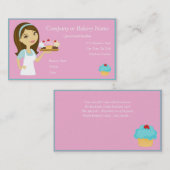 Brunette/Aqua Cupcake Baker/Bakery 3 Visitekaartje (Voorkant / Achterkant)