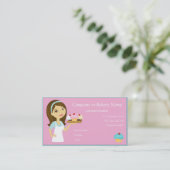 Brunette/Aqua Cupcake Baker/Bakery 3 Visitekaartje (Staand voorkant)
